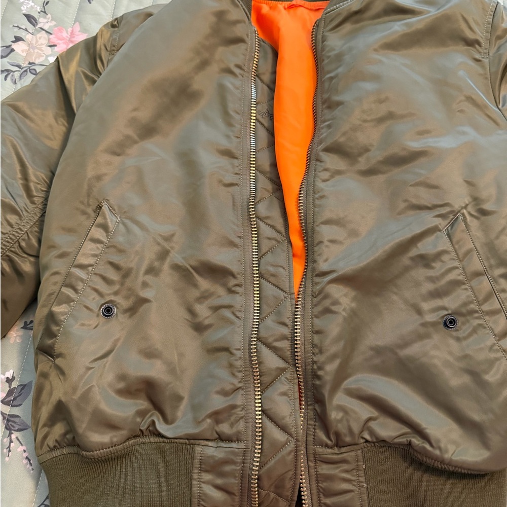Alpha Industries Olive Jacket with Yellow Stitching reversible